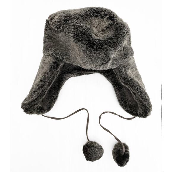 Scala Pronto Unisex Faux Fur Trapper Hat Ear Flaps Pom Ties Gray Winter Outdoors - Picture 1 of 3